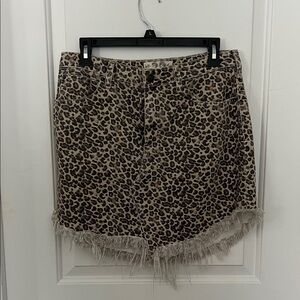 Free People Brown Leopard Mini Skirt